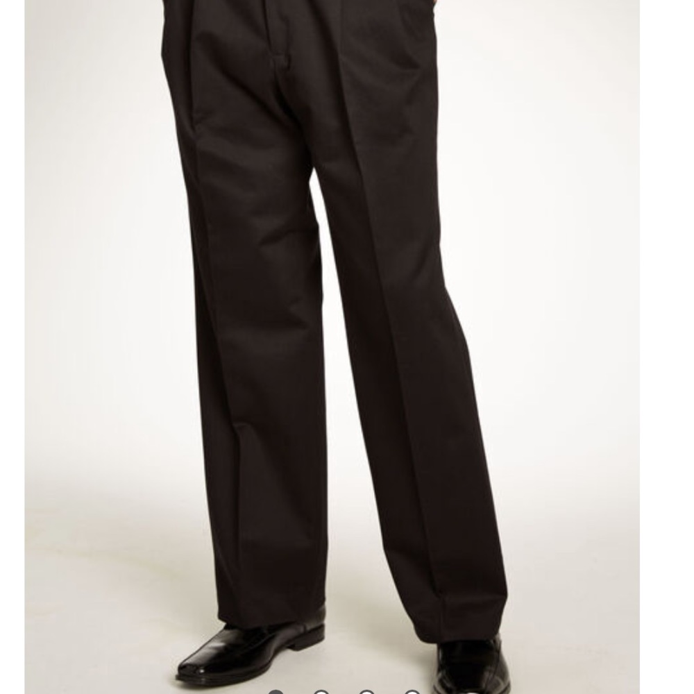 Mens kingsize Relaxed Fit Wrinkle Expandable Waist Pleated Pants Black SZ 44-38